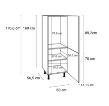 Armoire pour réfrigérateur encastré de 88 cm Optifit OPTIkomfort Bengt932 lxpxh 60x58.4x176.6 cm blanc