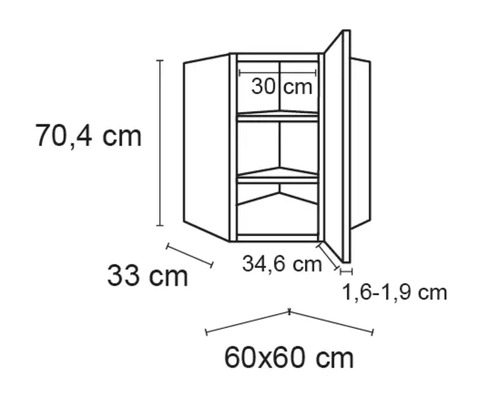 Schéma technique d''un élément haut d''angle avec dimensions