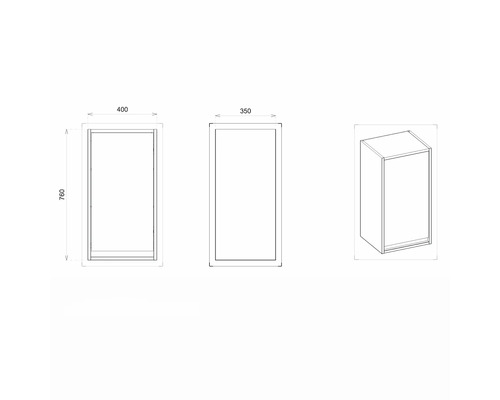 Schéma technique d''une armoire haute avec dimensions.