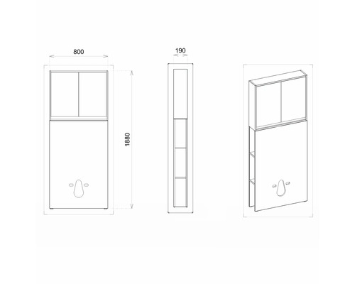 Dessin d''un meuble sous-vasque avec dimensions.