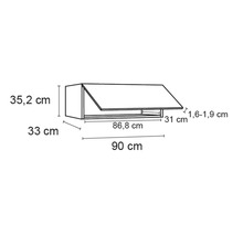 Schéma technique d''une armoire suspendue avec dimensions