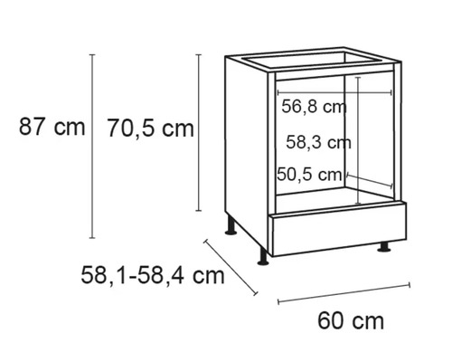 Dimensions d''un meuble bas avec tiroir