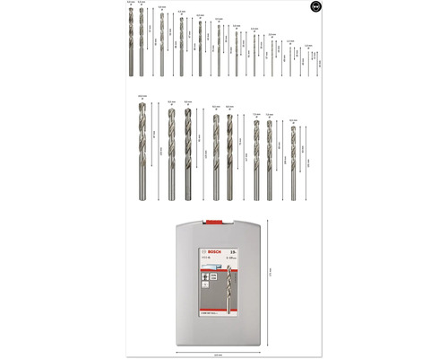 Bosch HSS-G Metallbohrer Set mit verschiedenen Größen und Bohrer-Kassette