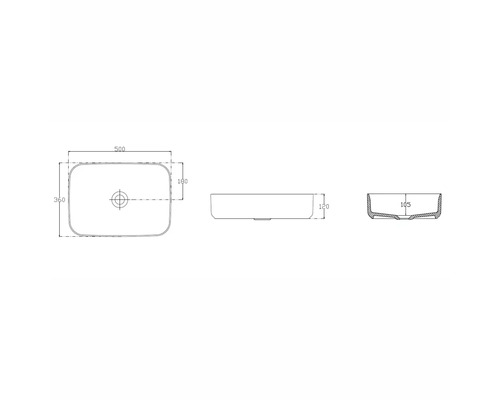 Dessin d''un lavabo à poser avec dimensions