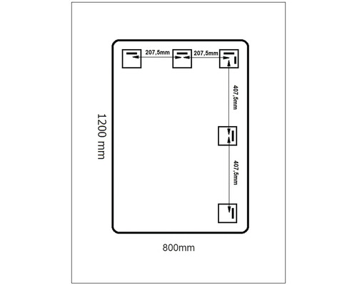 Dessin technique avec dimensions : longueur 1 200 mm, largeur 800 mm