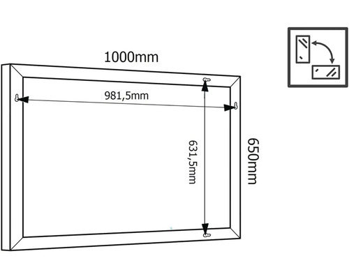 Schéma d''un cadre aux dimensions 1000 mm sur 650 mm