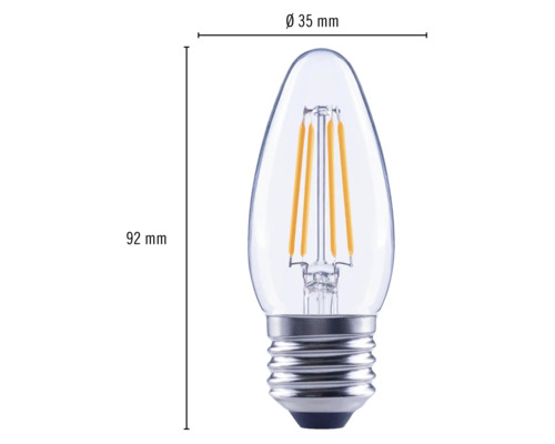 Dimensions d''une lampe LED de 35 millimètres de diamètre et 92 millimètres de hauteur