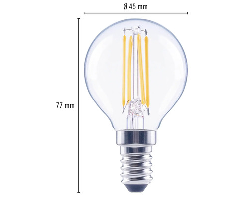 E14 LED Leuchtmittel, 45 mm Durchmesser und 77 mm Länge