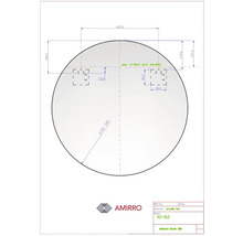 Schéma technique d''un miroir rond avec dimensions
