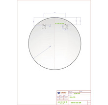Dessin technique d''un miroir rond avec dimensions