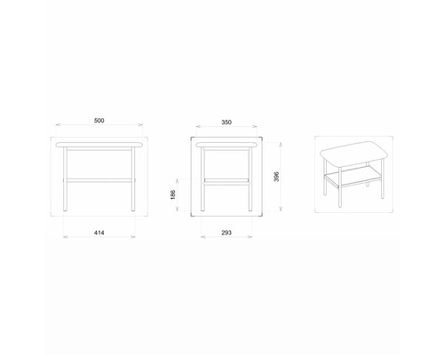 Dessin technique d''une table d''appoint avec dimensions