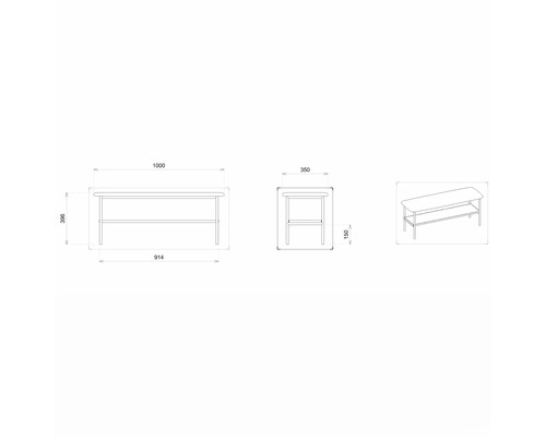 Dessin technique d''une console avec dimensions
