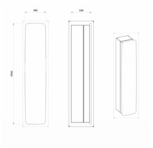 Dessin technique d''une armoire de salle de bains avec dimensions