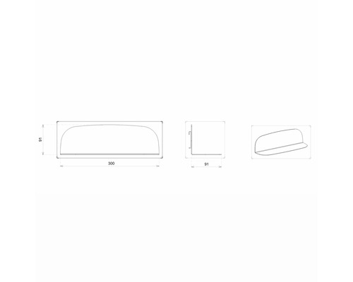 Schéma technique d''une étagère murale avec dimensions