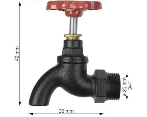 Robinet en métal, raccord 3/4 pouce