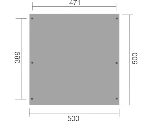 Panneau de toit avec dimensions 471 x 500 x 500 x 389 millimètres