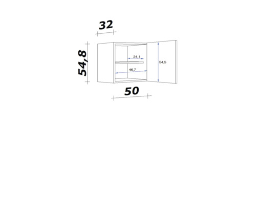 Dessin technique d''un meuble haut avec dimensions