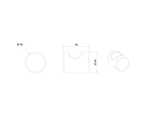 Dessin technique d''un bouton de meuble avec des indications de dimension