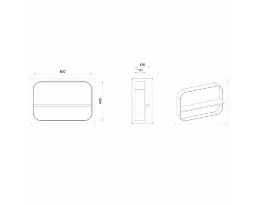 Schéma technique d''une étagère murale avec dimensions