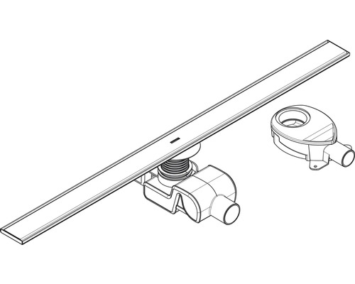 Caniveau de douche avec accessoires pour installation dans la salle de bain