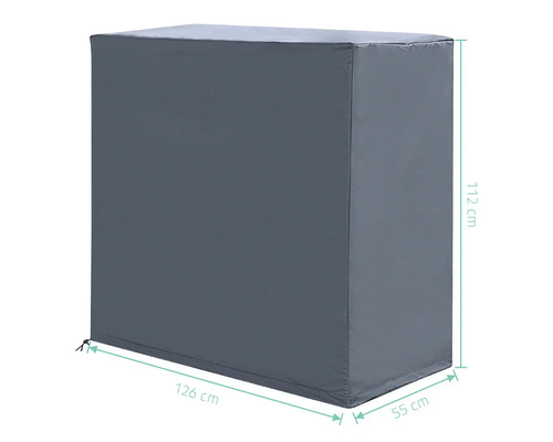 Abdeckung mit den Maßen 112 cm Höhe, 126 cm Breite und 55 cm Tiefe
