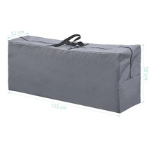 Housse de protection grise pour coffres de jardin avec poignées et dimensions 125 x 32 x 50 cm