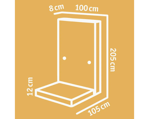 Dessin technique d''une cabine de douche avec dimensions