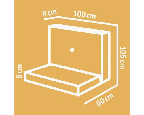 Schéma d''un coussin d''assise et d''un coussin de dossier avec dimensions