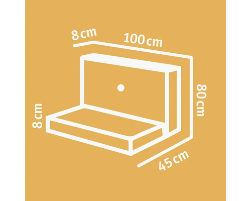 Schéma technique d''une combinaison coussin d''assise-dossier avec indications de dimensions