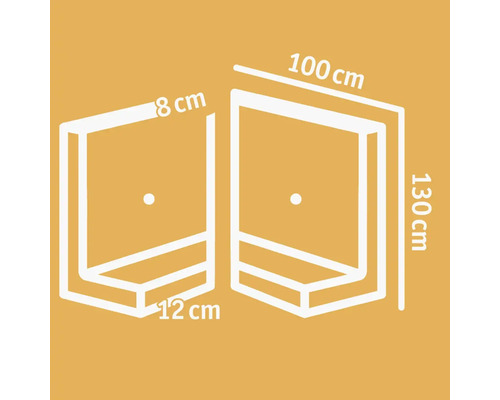 Dimensions de deux parois de douche : 8 cm x 12 cm et 100 cm x 130 cm