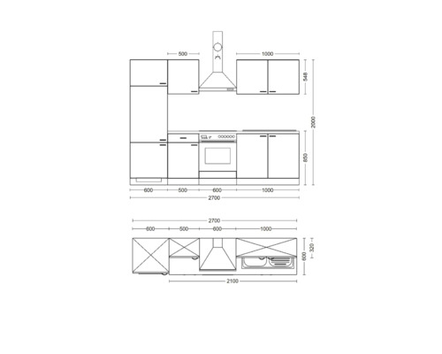 Schéma de cuisine avec dimensions