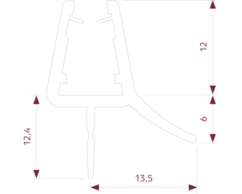 Technische Zeichnung eines Dichtprofils mit Massangaben