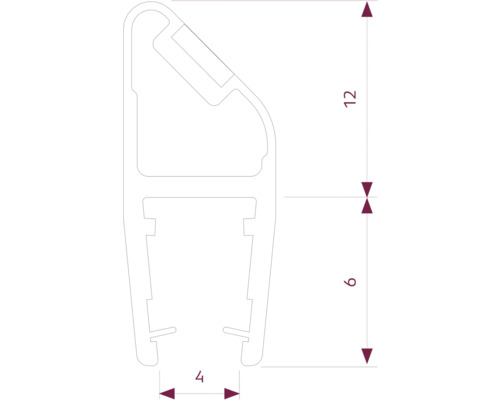 Technische Zeichnung eines Profils mit Maßangaben