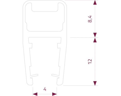 Technische Zeichnung eines Profils mit Maßangaben