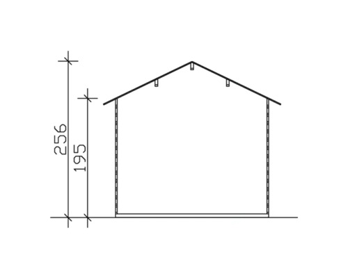 Schéma d''un abri de jardin avec indications de hauteur