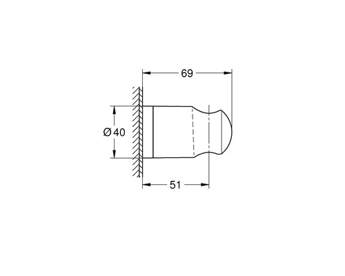Technische Zeichnung eines Wandhaken mit Maßangaben