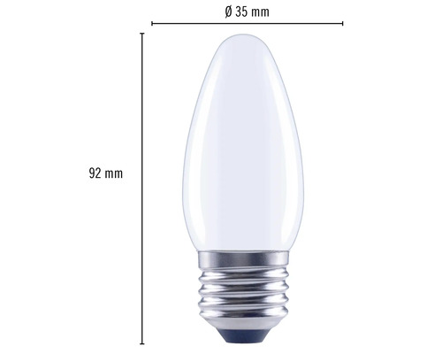Image d''une lampe de bougie mesurant 92 millimètres de hauteur et 35 millimètres de diamètre