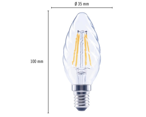 Lampe LED transparente en forme de bougie, 100 mm de long et 35 mm de diamètre