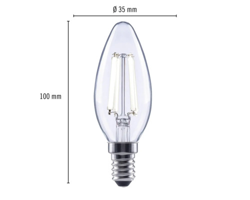 Lampe LED E14 en forme de bougie, diamètre 35 mm et longueur 100 mm