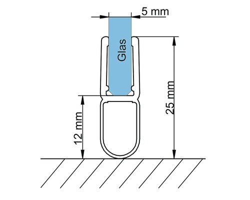 Schéma technique d''un profilé de joint de vitrage avec dimensions