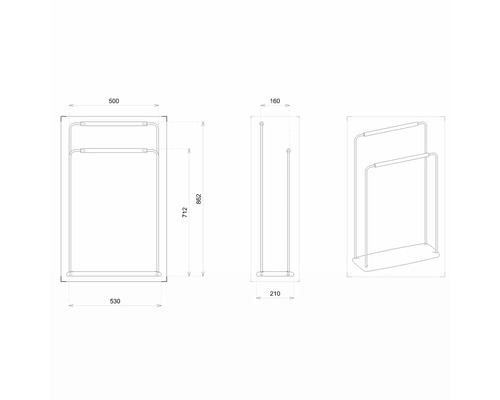 Dessin technique d''un porte-serviettes avec dimensions