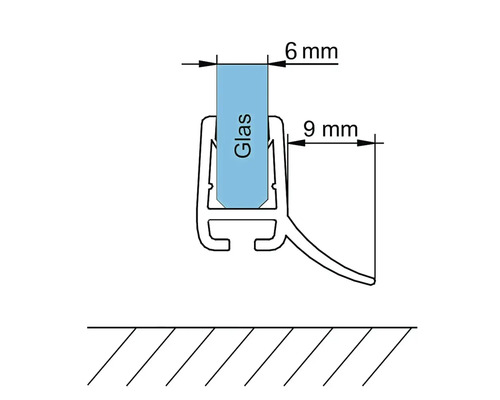 Dessin technique d''un joint de douche avec indication des dimensions