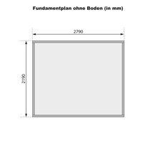 Fundamentplan ohne Boden mit Maßangaben in Millimeter