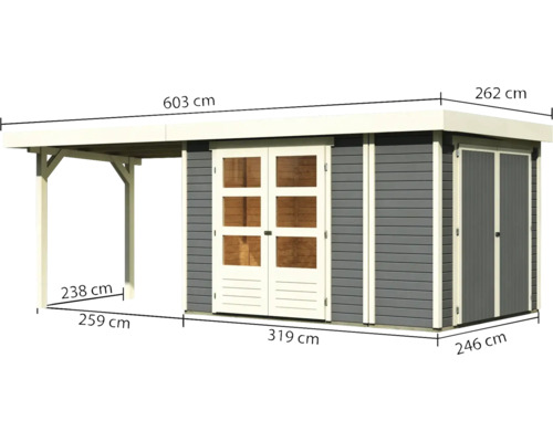 Dimensions d''un abri de jardin en bois avec annexe