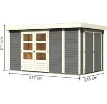Gartenhaus Karibu Karola 6 inkl. Anbauschrank 377 x 246 cm terragrau