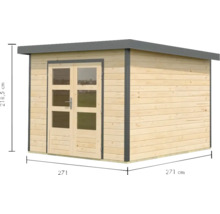 Gartenhaus aus Holz mit Doppeltür und Fenster, Maße 271 x 271 x 218,5 cm
