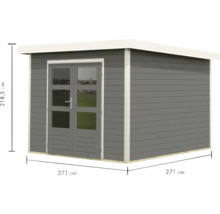 Gartenhaus Karibu Metalwood 2B Blech weiss 271 x 271 cm terragrau