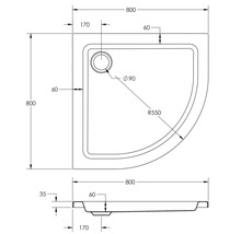 Receveur de douche OTTOFOND Monza 80 x 80 x 6 cm blanc brillant lisse 942101