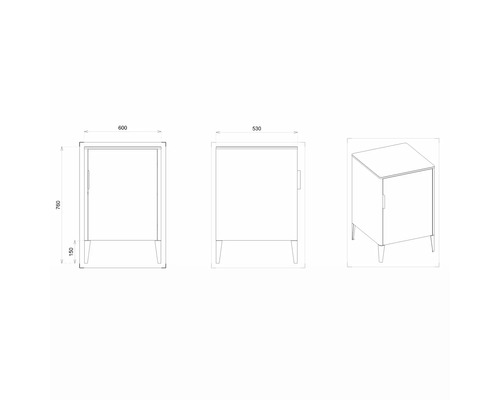 Schéma technique d''une armoire de salle de bain avec dimensions