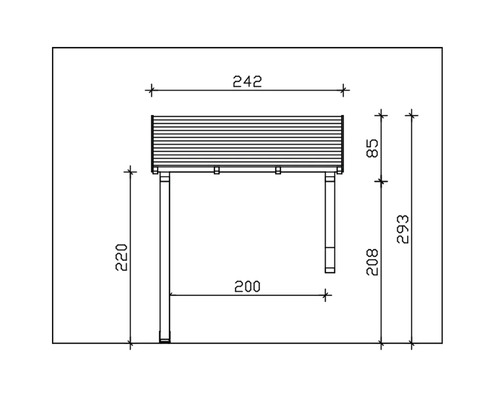 Technische Zeichnung einer Gartenbank mit Massangaben